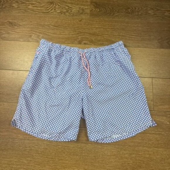 Peter Millar Men's Swim Trunks Blue Printed, Drawstring, Mesh Liner, Summer - Picture 5 of 16